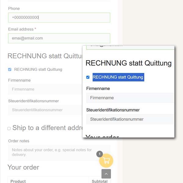 RECHNUNG statt Quittung